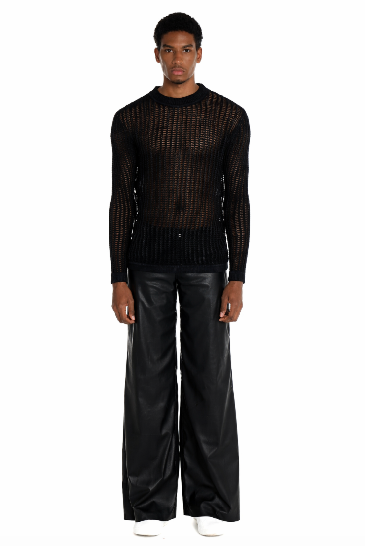 oaf 2way sheer knit レイヤードブラックトップス oaf 2way sheer knit レイヤードブラックトップス TODAYFUL(トゥデイ