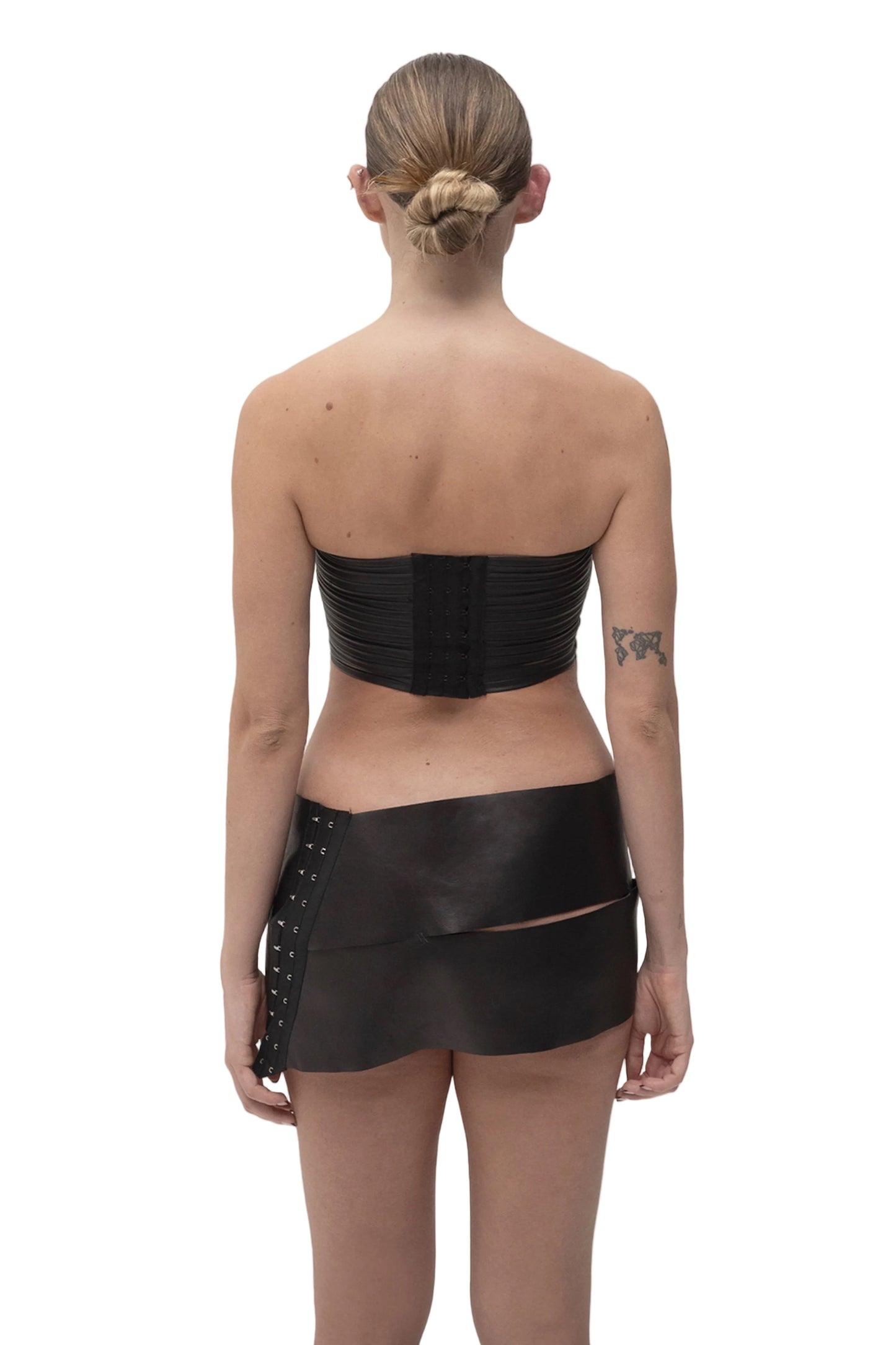 STRIPES FAUX LEATHER TOP