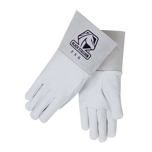 Black Stallion Pearl White Grain Goatskin TIG Glove - 25G