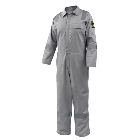 Black Stallion 7 oz. AR/FR Cotton Coverall w/ Reflective FR Tape, Gray - CF2118-GY - Full Body