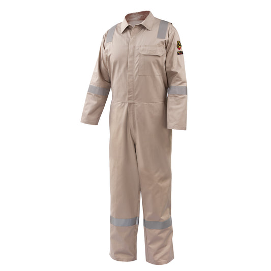 Black Stallion 7 oz. AR/FR Cotton Coverall w/ Reflective FR Tape, Stone Khaki - CF2118-ST - Full Body