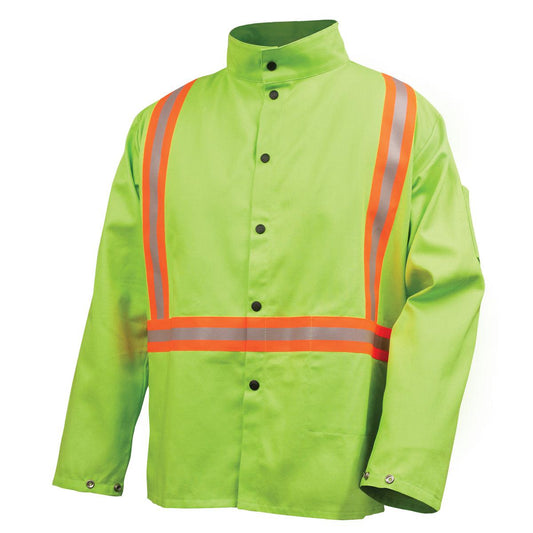 Black Stallion Safety Welding Jacket w/ FR Triple Trim Tape - JF1010 - Lime