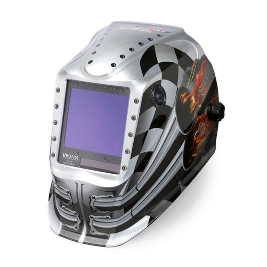 Viking 3350 4C Welding Helmet Motorhead from an angle K3100-4