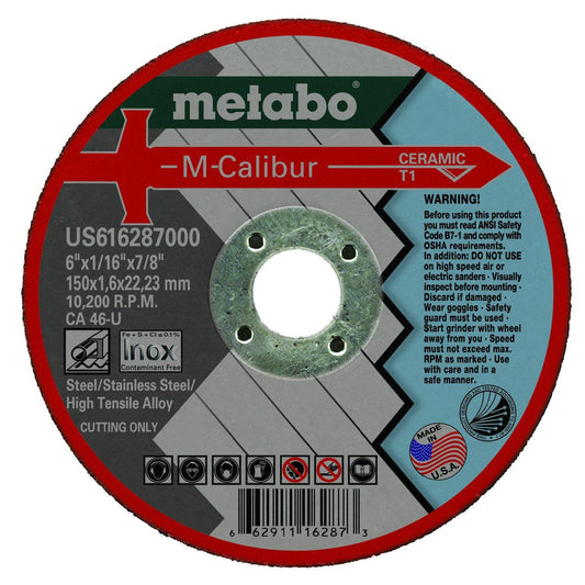 Metabo M-Calibur Ceramic Cutting Wheels, 6" x 7/8", 25/pk