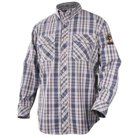 Black Stallion AR/FR Cotton Work Shirt, Blue Plaid - WF2110-PB - Front View