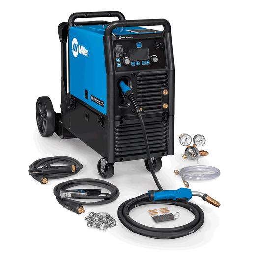 Miller Multimatic 235 951846 with EZ-Latch cart includes everything you need to MIG and stick weld. Remove machine from cart with no tools.