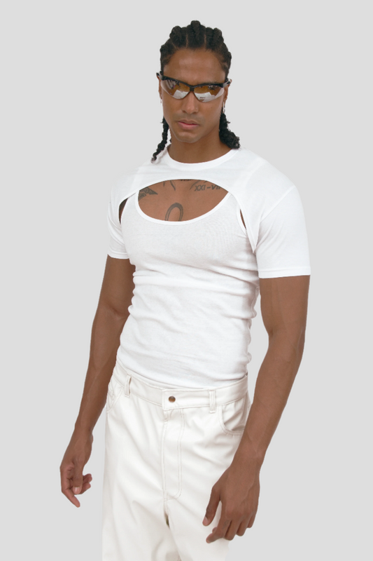 CUT OUT CHEST T-SHIRT