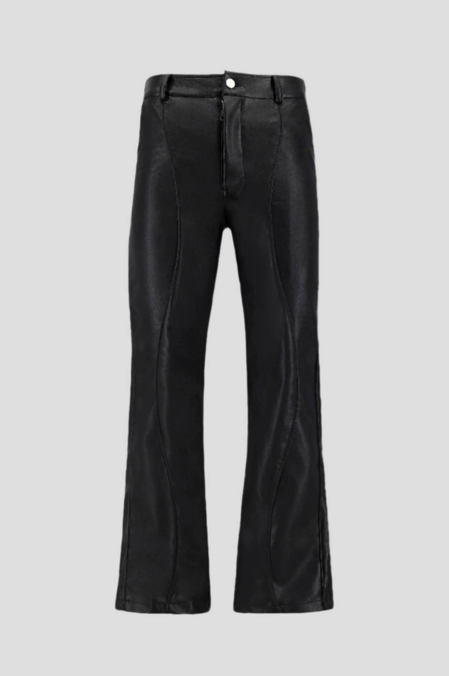 F. LEATHER WAVY TROUSERS