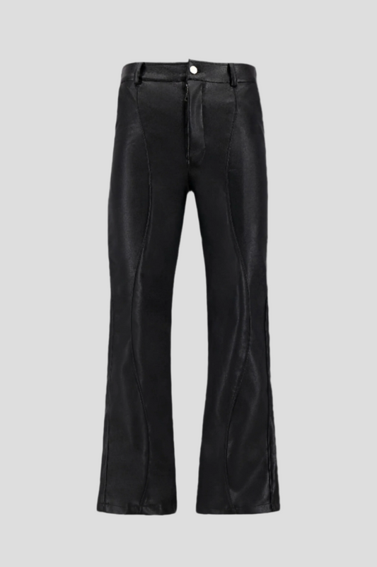 F. LEATHER WAVY TROUSERS
