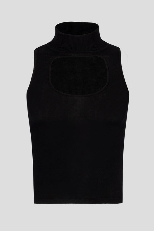 KNIT CIRCLE TURTLE NECK BLACK