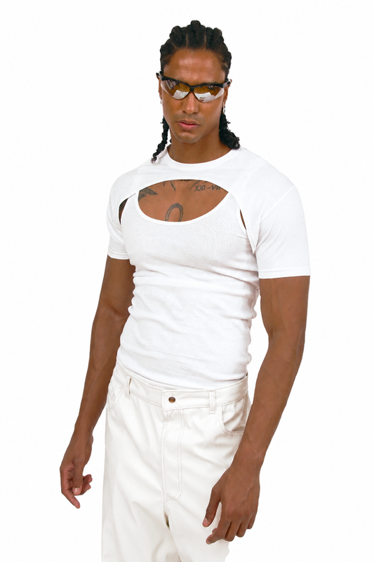 CUT OUT CHEST T-SHIRT