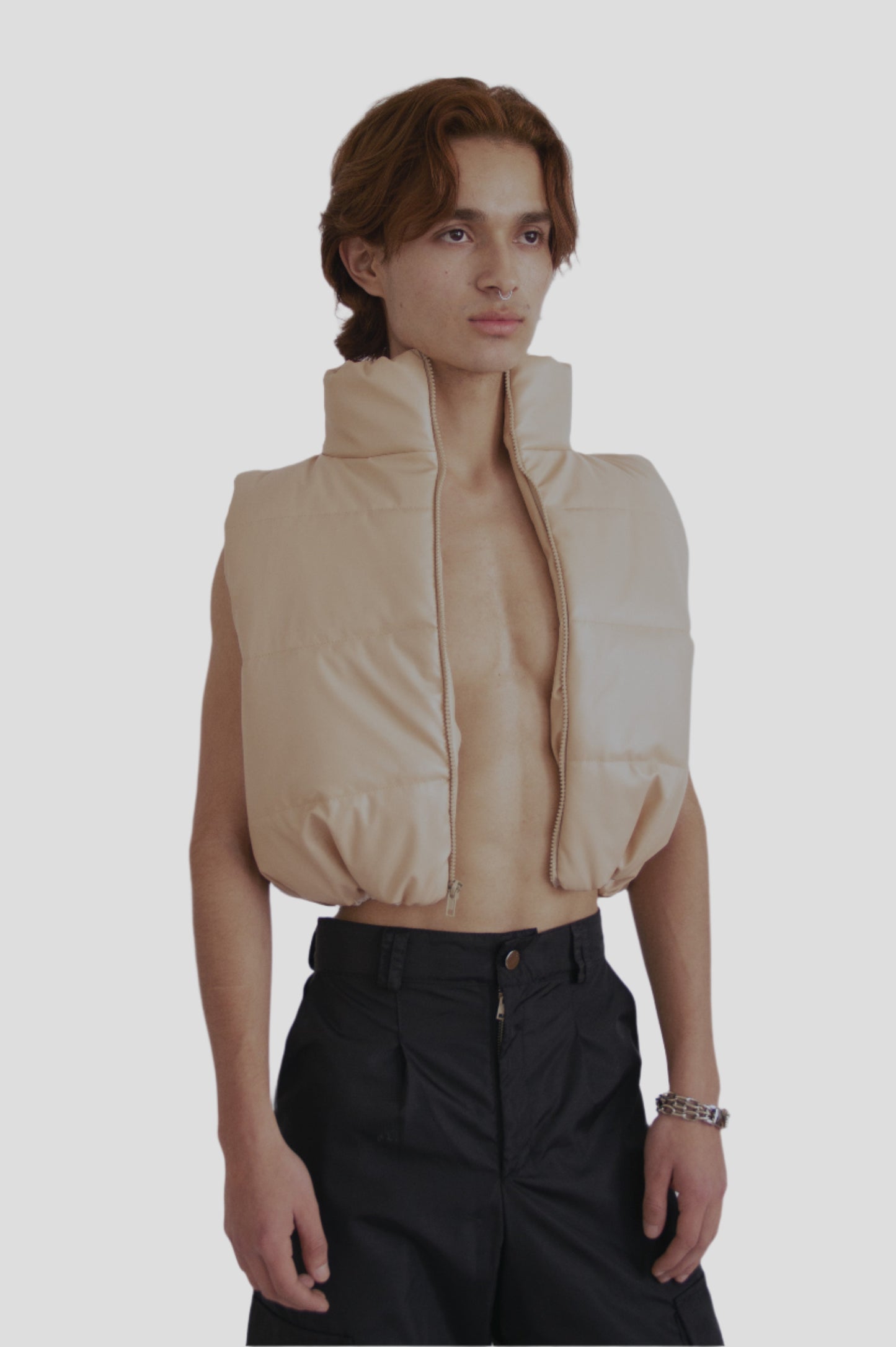 PUFFY F. LEATHER VEST