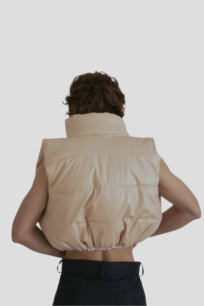 PUFFY F. LEATHER VEST