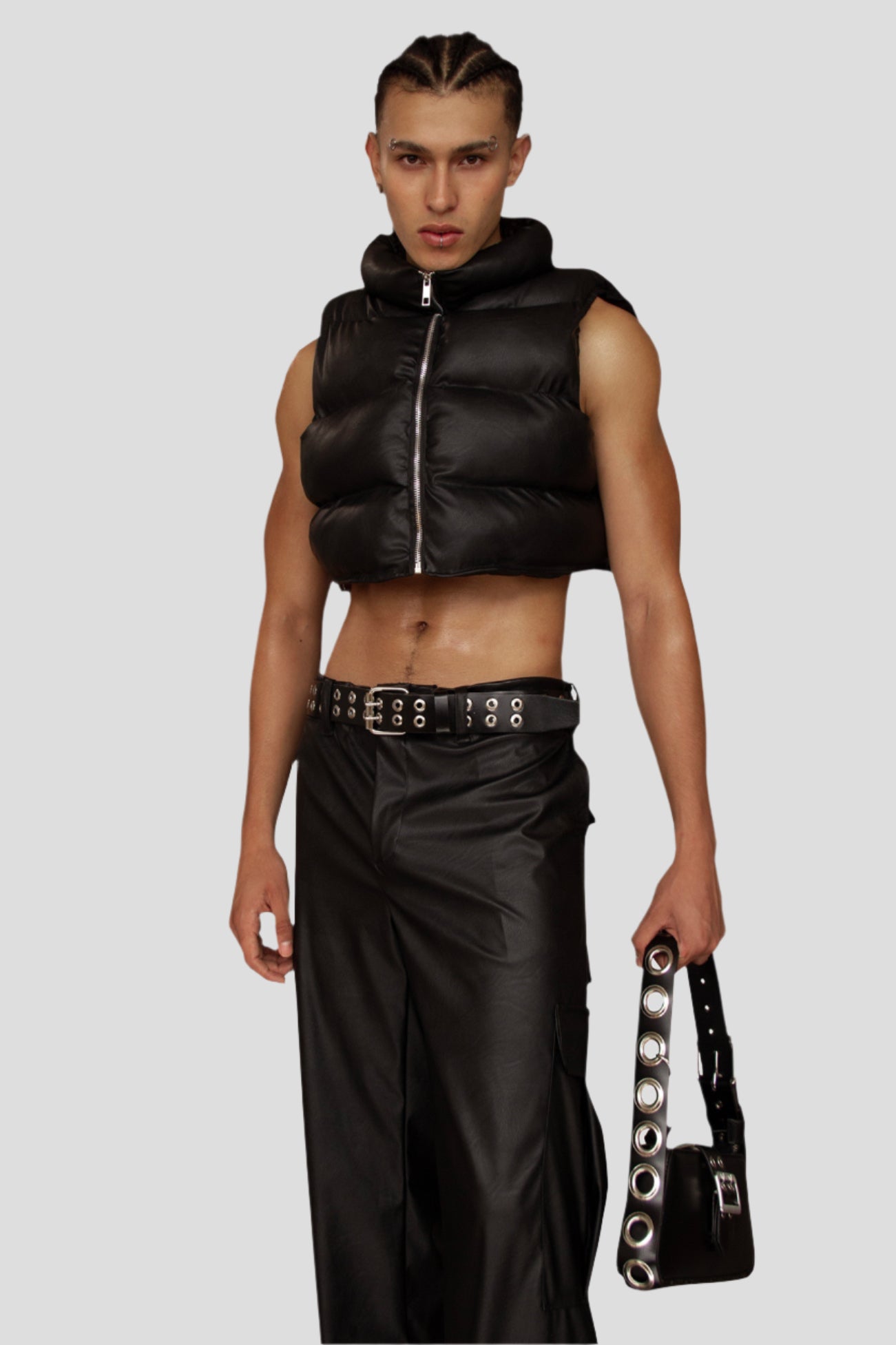 PUFFY F. LEATHER VEST