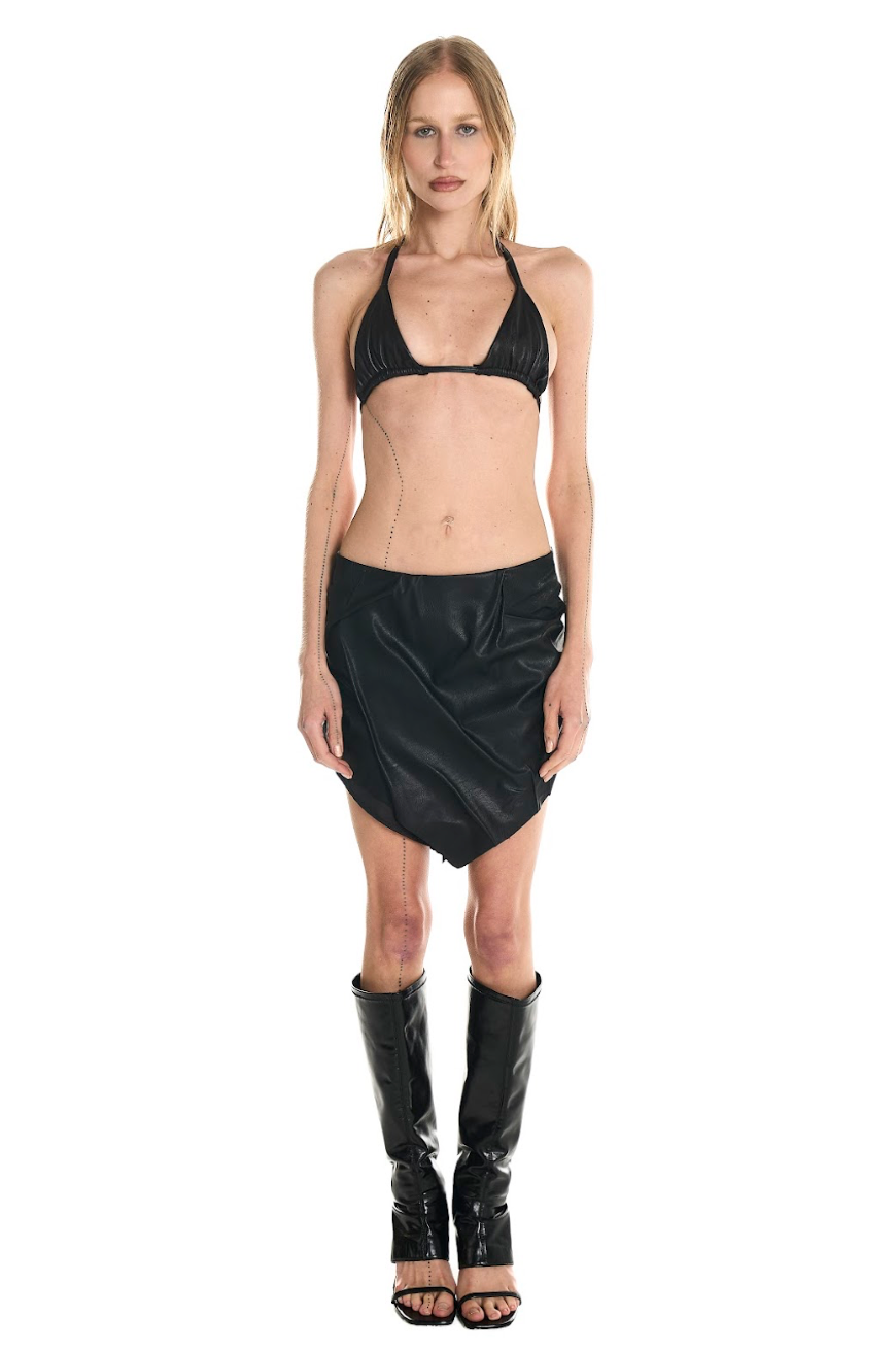 WET LEATHER MINI SKIRT