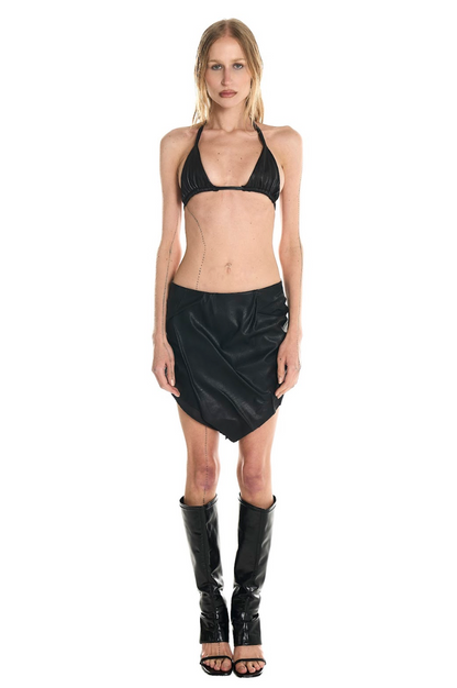 WET LEATHER MINI SKIRT