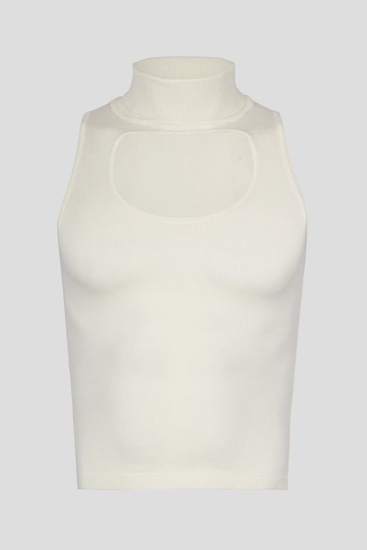 KNIT CIRCLE TURTLE NECK IVORY