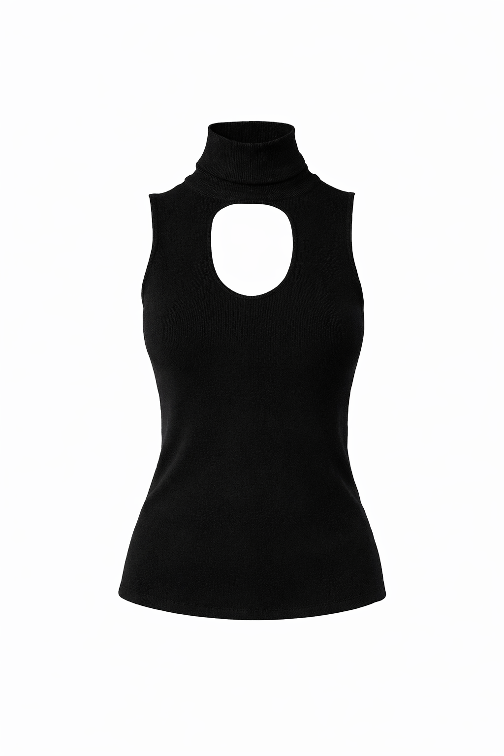 KNIT CIRCLE TURTLE NECK BLACK