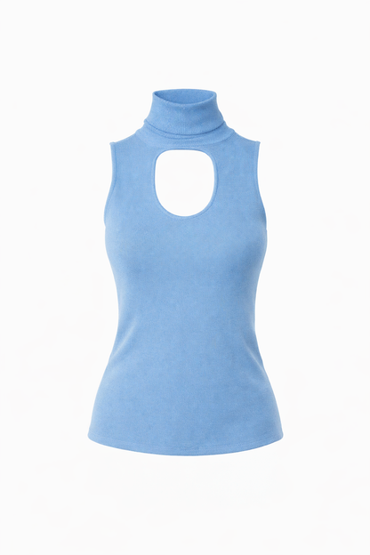 KNIT CIRCLE TURTLE NECK BLUE